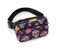 Pink Flower Skull B Print Fanny Packs Crossbody Bags for Women, Fashion Waist Belt Bag Fanny Pack
