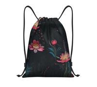 Pink Flower Sports String Backpack Waterproof Drawstring Bag Design Sport Bag String For Travel Hunting Fishing 39X46Cm