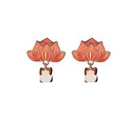 Pink Flower Stud Earrings,White Jade Dangle Earringfor Women,