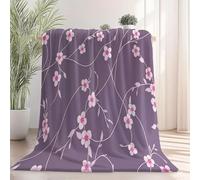 Pink Flower Throw Blanket 70 x 100 cm Purple Flannel Fluffy Fleece Blanket Soft Lightweight Warm Blankets and Throws for Bed Sofa and Couch a-6779