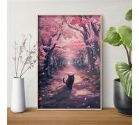 Pink Flower Tree Cat Jigsaw Puzzles for Adults 300 Pieces Educational Toys Challenging Game 300 Piece Puzzles for Adults for The Whole for Women Gifts for Men