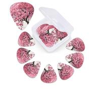 Pink Flower Tree Print Guitar Picks 12 Pack with Organizer Storage Box, Guitar Accessories, Guitar Accessories, Ukulele for Acoustic Guitar, Bass,
