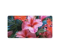Pink Flower Tropical Plant Keyboard Mat Large Gaming Mouse Pad, Anti-Slip Desk Mat for Desktop Desk Work/Home Writing Mat 11.8 * 23.6 Inches