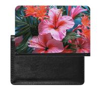 Pink Flower Tropical Plant Passport Holder Passport Cover Protector Essentials with Credit Card Slots for Women Men