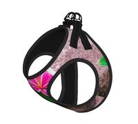 Pink Flower Tropical Plant Print Dog Harness Leash Set Reflective Pet Harness Puppy Vest Suitable Dogs Cats Small Breeds