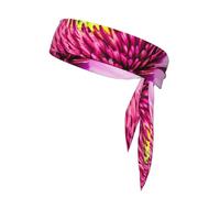 Pink Flower Tropical Plant Print Sport Head Ties Headbands Bandanas Workout Hair Band Athletic Sweatbands for Running Tennis