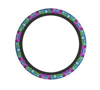 Pink Flower Tropical Plant Print Steering Wheel Cover Non-Slip Ergonomic Design Decoration Car Interior Accessory