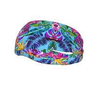 Pink Flower Tropical Plant Print Sweatbands Sports Headband For Men & Women,For Running Fitness Yoga Cycling,Sweat Wicking Non Slip