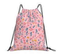 Pink Flower Vintage Flower Unisex Pe Bag Adjustable Drawstring Backpack Foldable Gym Sack For Holidays Football Hiking