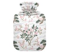 Pink Flower White Mountain hot Bottle Water Bag with Soft Cover, 2L hot compresses for The Body for Menstrual Cramps, Menstrual Cramps, bolsas de agua Caliente para Dolores