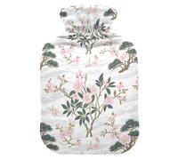 Pink Flower White Mountain hot Water Bottle with Soft Cover, 2L Warm Compress for Sore Muscle, Arthritis, Neck Shoulder Warmer