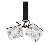 Pink Flower White Mountain Women's Coin Wallet Card Holder Thin Flat Card Wallet Money Organizer with Zipper Coin Pocket for Women 2 Pcs