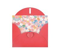 Pink flowers all over the floor Red Patterns greeting card 6x4 inches with envelope, covering birthdays, weddings and other occasions