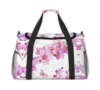 Pink Flowers and Butterfly Handheld Crossbody Travel Bag Weekender Bag Carry Travel Bag Duffle Bag Gym Bag for Men Women