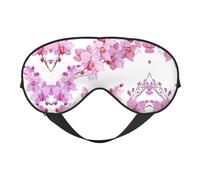 Pink Flowers and Butterfly Sleep Eye Mask Smooth Soft Adjustable Shading Blindfold Eye Mask for Rest Travel