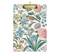 Pink Flowers and Green Birds A4 Hard Folder with clipboard Waterproof for 5th Grade Classroom Essentials for Teachers Size 9 x 12