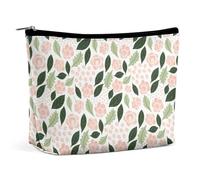 Pink Flowers and Green Leaves Makeup Bag for Purse, Mini Portable Cosmetic Bags for Women, Coin Purse Lipstick Cosmetic Accessories Organizer, Small Travel Kit Storage Pouch