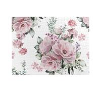 Pink Flowers And Leaves,500 Pieces Puzzles for Adults-Wooden Jigsaw Puzzle for Adults Elderly