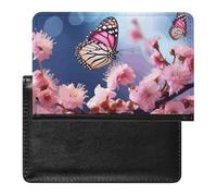 Pink Flowers Butterflies Passport Holder & Travel Wallet Passport Cover Protector Essentials with Credit Card Slots