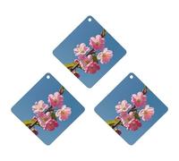 Pink Flowers Car Air Freshener, 3 Pcs Rhombus Hanging Air Freshener Cards, Long Lasting Fragrance Scented Cards for Car, Home, Office Gray-style