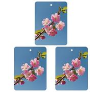 Pink Flowers Car Air Freshener, 3 Pcs Square Hanging Air Freshener Cards, Long Lasting Fragrance Scented Cards for Car, Home, Office White-style