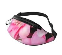 Pink Flowers Fanny Pack for Men Women, Waterproof Sports Waist Bag Fashion Belt Bag Crossbody Bags Hip Bum Bag with Adjustable Strap Large Sling Bag Purse for Travel Hiking