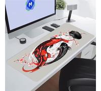 Pink Flowers Fish Large Gaming Mouse Pad, XXL Extended Gamer Mouse Mat with Stitched Edges, 27.5x15.7x0.12 inch Non-Slip Rubber Base Gaming Desk Mat, Big Long Mousepad for Work, Game, Office, Home