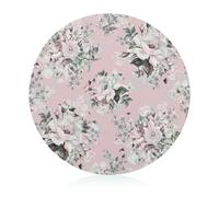 Pink Flowers Glass Cutting Board Scratch Resistant Round Chopping Board for Kitchen 20 cm