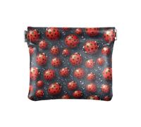 Pink Flowers Green Leaves Coin Purses Leather Coin Purse Square Pouch Portable Pouch Change Wallet Organizers, Red Animal Grey, One Size, Red Animal Grey