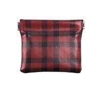 Pink Flowers Green Leaves Coin Purses Leather Coin Purse Square Pouch Portable Pouch Change Wallet Organizers, Plaid Red Black 1, One Size, Plaid Red Black