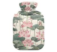 Pink flowers hot water bottle with soft cover, hot water bag 2 l on (script), (script), Bolsa para agua Caliente