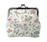 Pink Flowers Leaves coin purse for women,small womens wallet,small makeup bag for purse,ultra-thin retro change wallet, Black, One Size, Art Deco