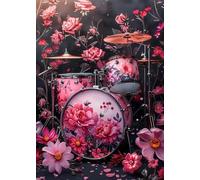 Pink Flowers Musical Instrument Music Poster Floral Vinyl Record Canvas Painting Wall Art Pictures Home Room Decor Poster 40x50cm No Frame
