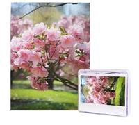 Pink Flowers on The Tree Puzzle for Adults 500 Pieces Personalized Jigsaw Puzzles from Photos, Challenging Puzzle Perfect for Game Nights, Wooden Puzzles Gift for Holiday Birthday