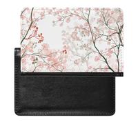 Pink Flowers Passport Holder Cover Secure Travel Wallet PU Leather Credit Cards Passport Organizer Bag for Women Men, white, One Size, Modern