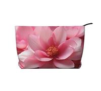 Pink Flowers Petals Corduroy Makeup Bag Travel Organizer Bag Cosmetic Bag Large Wide-Open Pouch