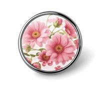 Pink Flowers Round Badge Cute Brooch Hats Jackets Decor Personalized Lapel Pin Clothing Jewelry Accessories for Wedding Party Gift