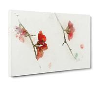 Pink Flowers & Thorns Canvas Print | Gallery Wrapped 30mm Frame Wall Art | 20x14 inches | Ready to Hang | Modern Floral Picture | Living Room Bedroom Lounge Office