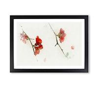 Pink Flowers & Thorns in Abstract Framed Print | A2 Black Framed Wall Art | Ready to Hang | Abstract Floral Picture | Living Room Bedroom Lounge Office