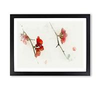 Pink Flowers & Thorns In Abstract Modern Art Framed Print | A4 Black Framed Wall Art | Ready to Hang | Abstract Floral Picture | Living Room Bedroom Lounge Office