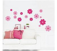 Pink Flowers Wall Sticker Home Decor Cartoon Home Decoration Room Decals Wall Art Wallpaper Beautiful Mural Art Deco