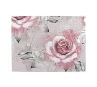 Pink Flowers Watercolor Floral Rose Gray Leaves Splash,500 Pieces Puzzles for Adults-Wooden Jigsaw Puzzle for Adults Elderly