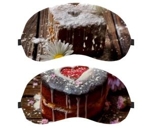 Pink Flowers with Cute Cake on Old Wood Background 2-Pack Light-Blocking Soft Breathable Sleep Mask Eye Masks Sleeping Mask