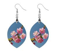 Pink Flowers Wooden Earrings for Women, Vintage Elegant Wood Jewelry, Lightweight Earrings for Wedding, Party, Everyday Jewelry Gift, Apricot shaped, Wood, wood