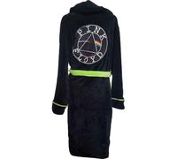 Pink Floyd Black Coral Fleece Hooded Robe with Circle Logo Back Print - M-L