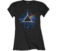 Pink Floyd - T-Shirt # Xxl Black Femmina # Dark Side of the Moon Blue Splatter
