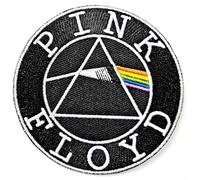 Pink Floyd Patch Dark Side of the Moon Circle Logo new Official Black Iron On Pink Floyd Black