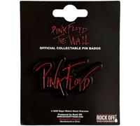 Pink Floyd The Wall Pin Text Logo Badge in Red Pink Floyd Red