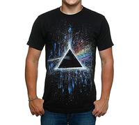 Pink Floyd Unisex T-Shirt: Dark Side of The Moon Blue Splatter | Men's T-Shirt Black Regular | GDAPFTS01MB, Black/White, XS