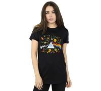 Pink Floyd Women's Miro 70s Prism Boyfriend Fit T-Shirt Black Medium